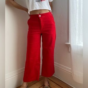 Oak + Fort Cropped Twill Wide Leg Pant